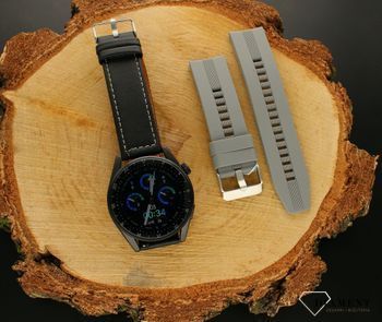 Zegarek Smartwatch Rubicon zestaw z dwoma paskami Rozmowy telefoniczne RNCE78 czarny czarna skóra + . Smartwach Rubicon sportowy zegarek.  Rubicon Smartwach zegareidealny na pre (2).jpg